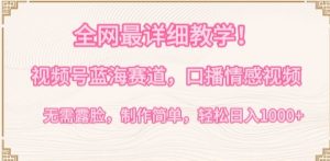 全网最详细教学,视频号蓝海赛道,口播情感视频,无需露脸,制作简单,轻松实现日入1000+【揭秘】-项目资源库