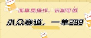 小众赛道，一单299.简单易操作，长期可做【揭秘】-项目资源库