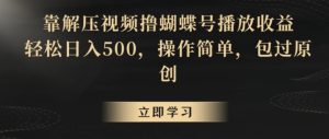 靠解压视频撸蝴蝶号播放收益,轻松日入500,操作简单,包过原创【揭秘】-项目资源库