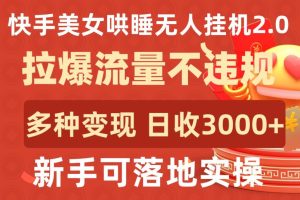 快手美女哄睡无人挂机2.0.拉爆流量不违规,多种变现途径,日收3000+,新手可落地实操【揭秘】-项目资源库