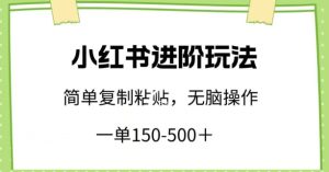 小红书进阶玩法,一单150-500+,简单复制粘贴,小白也能轻松上手【揭秘】-项目资源库