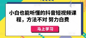 小白也能听懂的抖音短视频课程，方法不对 努力白费-项目资源库