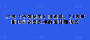 21天《子弹秘密》训练营,21天学到顶尖文案大师的策略和技巧-项目资源库