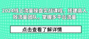 2024线上流量操盘实战课程,搭建高人效流量团队,掌握多平台流量-项目资源库