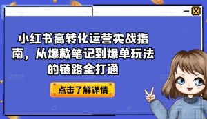 小红书高转化运营实战指南,从爆款笔记到爆单玩法的链路全打通-项目资源库