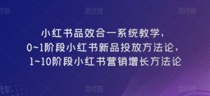 小红书品效合一系统教学,0~1阶段小红书新品投放方法论,1~10阶段小红书营销增长方法论-项目资源库