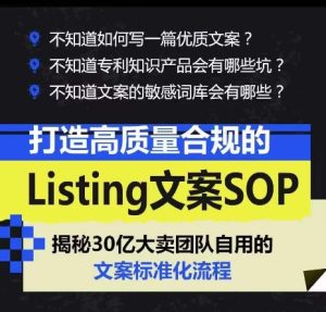 打造高质量合规的Listing文案SOP，掌握亚马逊文案工作的标准化-项目资源库