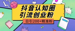 外面收费3980抖音认知圈引流创业粉玩法日引200+精准粉【揭秘】-项目资源库