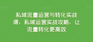 私域流量运营与转化实战课，私域运营实战攻略，让流量转化更高效-项目资源库