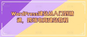 WordPress建站从入门到精通,跨境电商建站教程-项目资源库