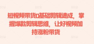 短视频带货0基础剪辑速成,掌握爆款剪辑思维,让好视频加持涨粉带货-项目资源库