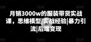 月销3000w的服装带货实战课,思维模型|实战经验|暴力引流|后端变现-项目资源库