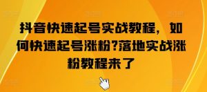 抖音快速起号实战教程,如何快速起号涨粉?落地实战涨粉教程来了-项目资源库