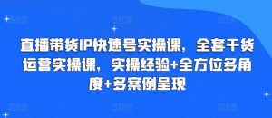 直播带货IP快速号实操课,全套干货运营实操课,实操经验+全方位多角度+多案例呈现-项目资源库