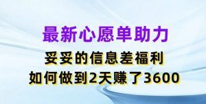 最新心愿单助力,妥妥的信息差福利,两天赚了3.6K【揭秘】-项目资源库