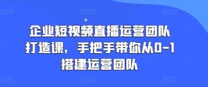 企业短视频直播运营团队打造课，手把手带你从0-1搭建运营团队-项目资源库