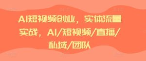 AI短视频创业,实体流量实战,AI/短视频/直播/私域/团队-项目资源库