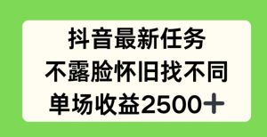 抖音最新任务，不露脸怀旧找不同，单场收益2.5k【揭秘】-项目资源库