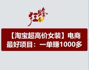淘宝超高价女装项目，电商最好赛道，一单赚1000多-项目资源库
