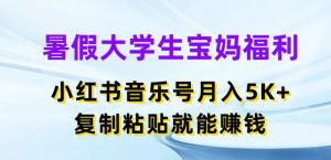 暑假大学生宝妈福利，小红书音乐号月入5000+，复制粘贴就能赚钱【揭秘】-项目资源库
