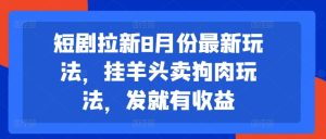 短剧拉新8月份最新玩法，挂羊头卖狗肉玩法，发就有收益-项目资源库