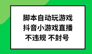 脚本自动玩游戏,抖音小游戏直播,不违规不封号可批量做【揭秘】-项目资源库