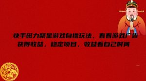 快手磁力聚星游戏自撸玩法,看看游戏广告获得收益,稳定项目,收益看自己时间【揭秘】-项目资源库