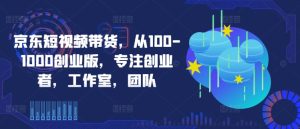 京东短视频带货,从100-1000创业版,专注创业者,工作室,团队-项目资源库