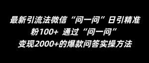 最新引流法微信“问一问”日引精准粉100+ 通过“问一问”【揭秘】-项目资源库