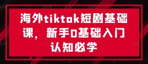 海外tiktok短剧基础课,新手0基础入门认知必学-项目资源库
