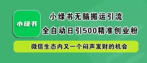 小绿书无脑搬运引流,全自动日引500精准创业粉,微信生态内又一个闷声发财的机会【揭秘】-项目资源库