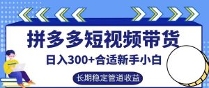 拼多多短视频带货日入300+有长期稳定被动收益,合适新手小白【揭秘】-项目资源库