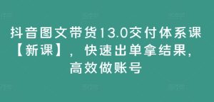 抖音图文带货13.0交付体系课【新课】,快速出单拿结果,高效做账号-项目资源库