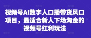 视频号AI数字人口播带货风口项目,最适合新人下场淘金的视频号红利玩法-项目资源库
