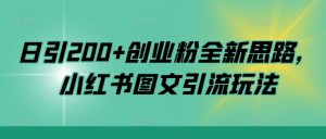 日引200+创业粉全新思路,小红书图文引流玩法【揭秘】-项目资源库