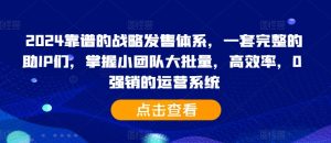 2024靠谱的战略发售体系,一套完整的助IP们,掌握小团队大批量,高效率,0 强销的运营系统-项目资源库