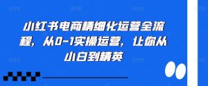 小红书电商精细化运营全流程，从0-1实操运营，让你从小白到精英-项目资源库