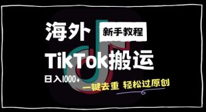 2024最新海外TikTok搬运玩法,一键去重轻松过原创,新手无经验也能日入1k【揭秘】-项目资源库
