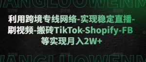 利用跨境专线网络-实现稳定直播-刷视频-搬砖TikTok-Shopify-FB等实现月入2W+【揭秘】-项目资源库