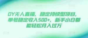 DY无人直播，稳定持续型项目，单号稳定收入500+，新手小白都能轻松月入过万【揭秘】-项目资源库