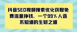 抖音SEO视频搜索优化获取免费流量挣钱,一个99%人还不知道的生财之道-项目资源库