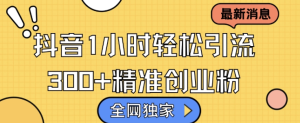 全网独家抖音引流,轻松日引300+精准创业粉【揭秘】-项目资源库