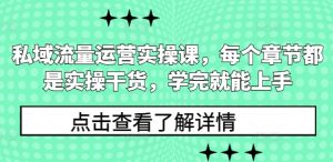 私域流量运营实操课,每个章节都是实操干货,学完就能上手-项目资源库