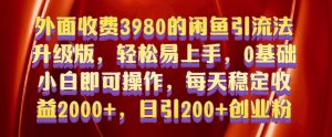 外面收费3980的闲鱼引流法,轻松易上手,0基础小白即可操作,日引200+创业粉的保姆级教程【揭秘】-项目资源库