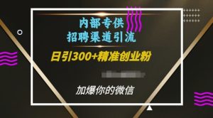 内部招聘渠道日引流300+创业粉,加爆你的微信【揭秘】-项目资源库