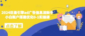 2024巨量引擎ad广告信息流新手小白账户搭建优化0-1实操课-项目资源库