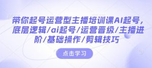 带你起号运营型主播培训课AI起号，底层逻辑/ai起号/运营晋级/主播进阶/基础操作/剪辑技巧-项目资源库