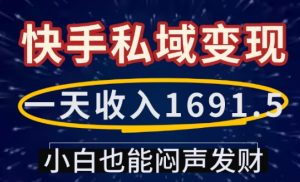 一天收入1691.5，快手私域变现，小白也能闷声发财-项目资源库