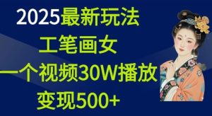 2025最新玩法，工笔画美女，一个视频30万播放变现500+-项目资源库