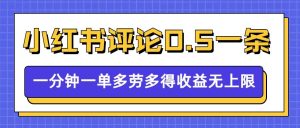 小红书留言评论，0.5元1条，一分钟一单，多劳多得，收益无上限-项目资源库